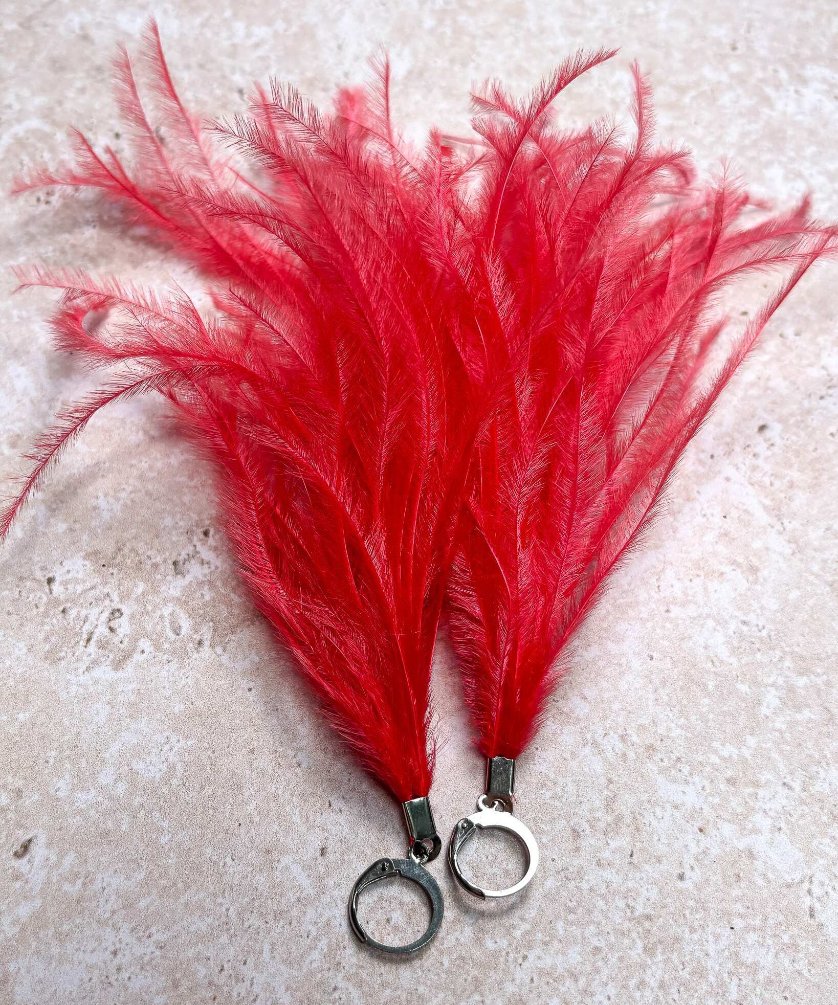 Feather Tassels Neon Scarlet