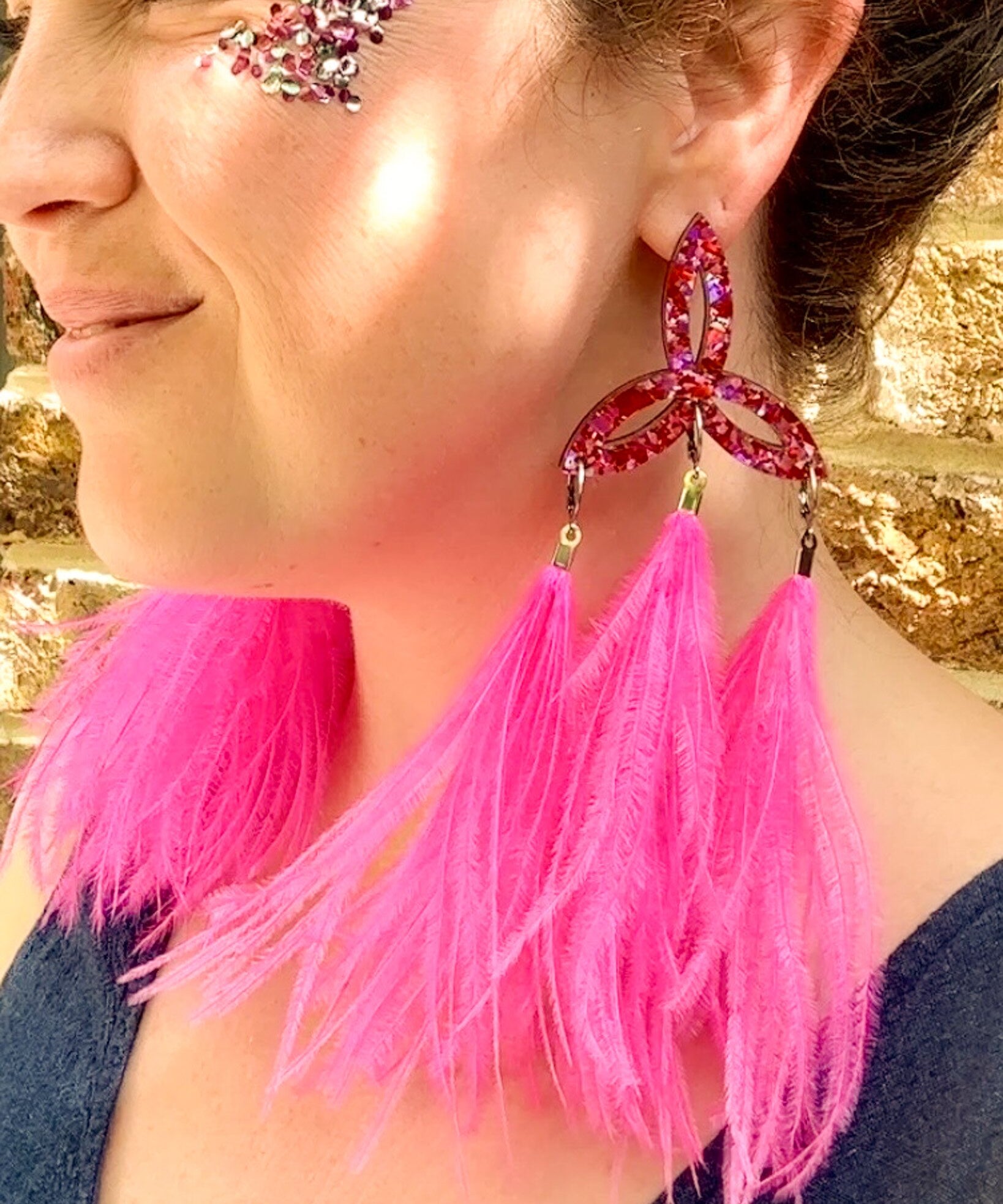Festival Triquetra Earrings Pink