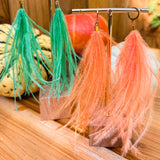 Halloween Duo — Tangerine & Green Feather Tassels