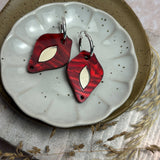 Petal Iris Earrings Cherry Red & Bronze