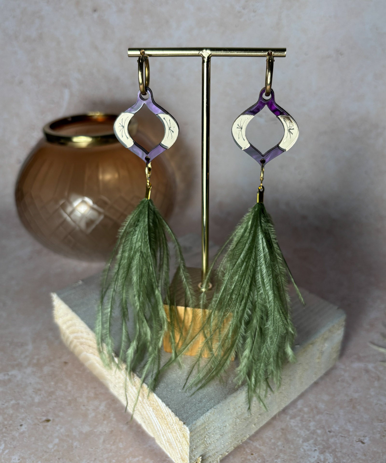 Mini Bauble Earrings Damson & Bronze