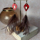 Petal Iris Earrings Cherry Red & Bronze
