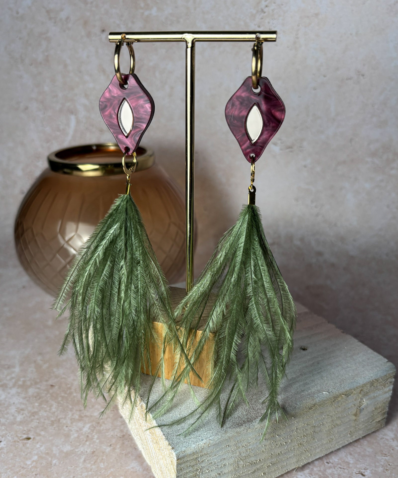 Petal Iris Earrings Mulberry & Rose Gold