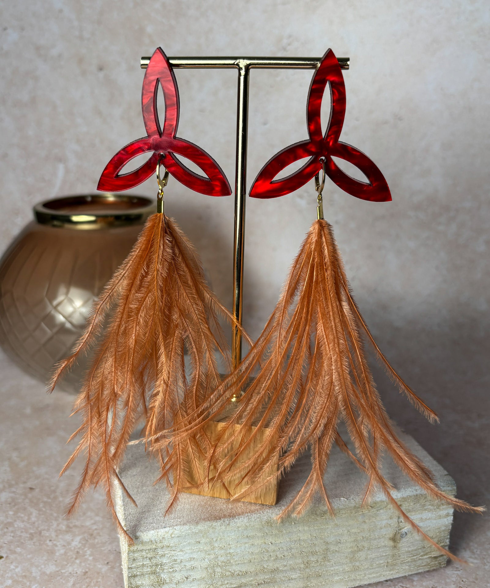 Everyday Triquetra Earring Cherry Red