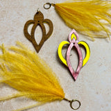Iris Bloom Tassel Earrings Raspberry & Yellow