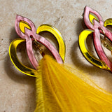 Iris Bloom Tassel Earrings Raspberry & Yellow