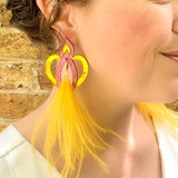 Iris Bloom Tassel Earrings Raspberry & Yellow