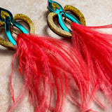 Iris Bloom Tassel Earring Teal & Glitter