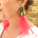 Iris Bloom Tassel Earring Teal & Glitter