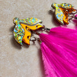 Maxi Tulip Earrings Silver Gold & Orange