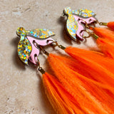 Maxi Tulip Earrings Silver Gold & Pink