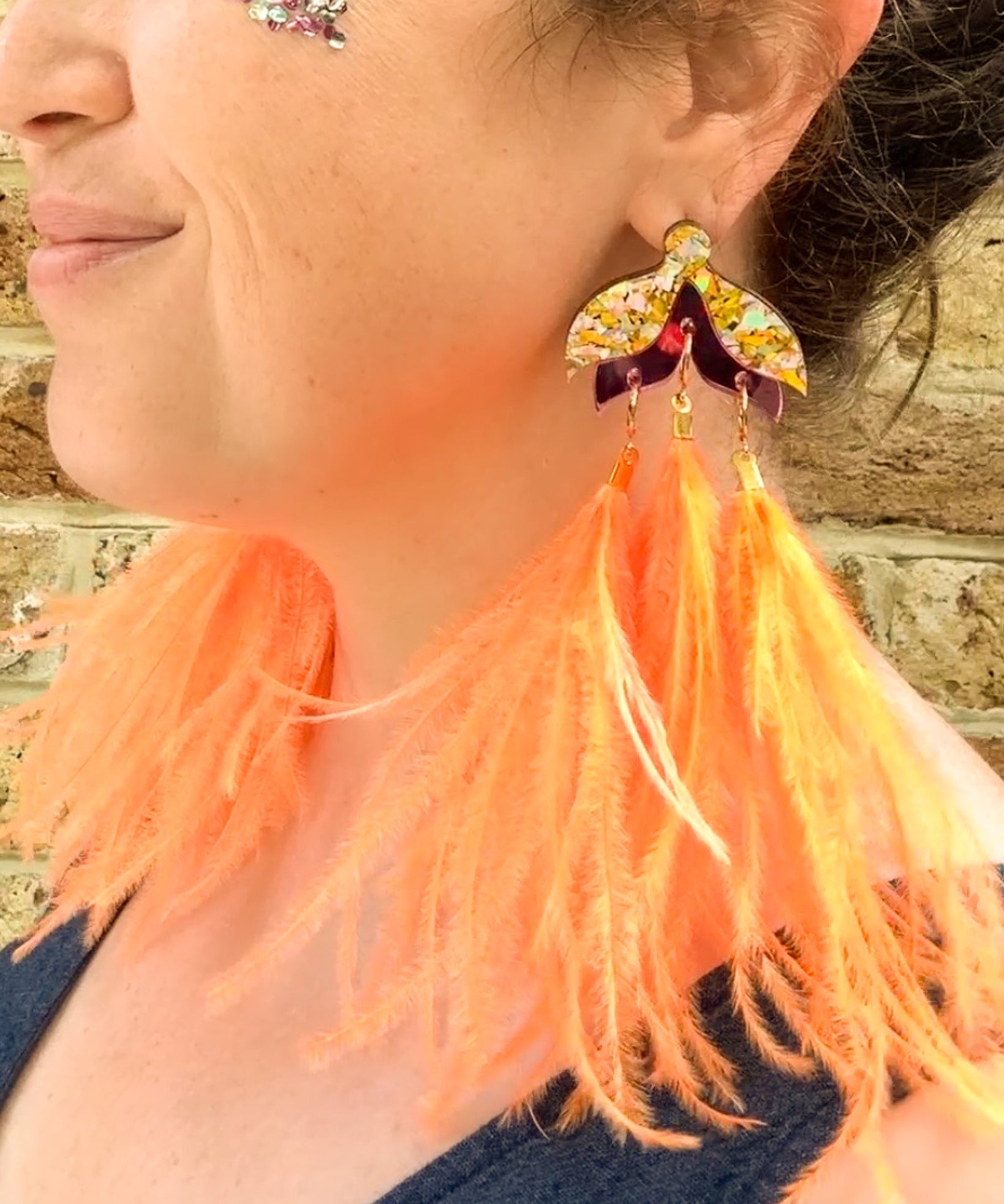Maxi Tulip Earrings Silver Gold & Pink