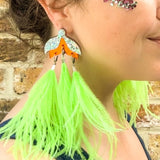 Feather Tassels Apple Blossom Green