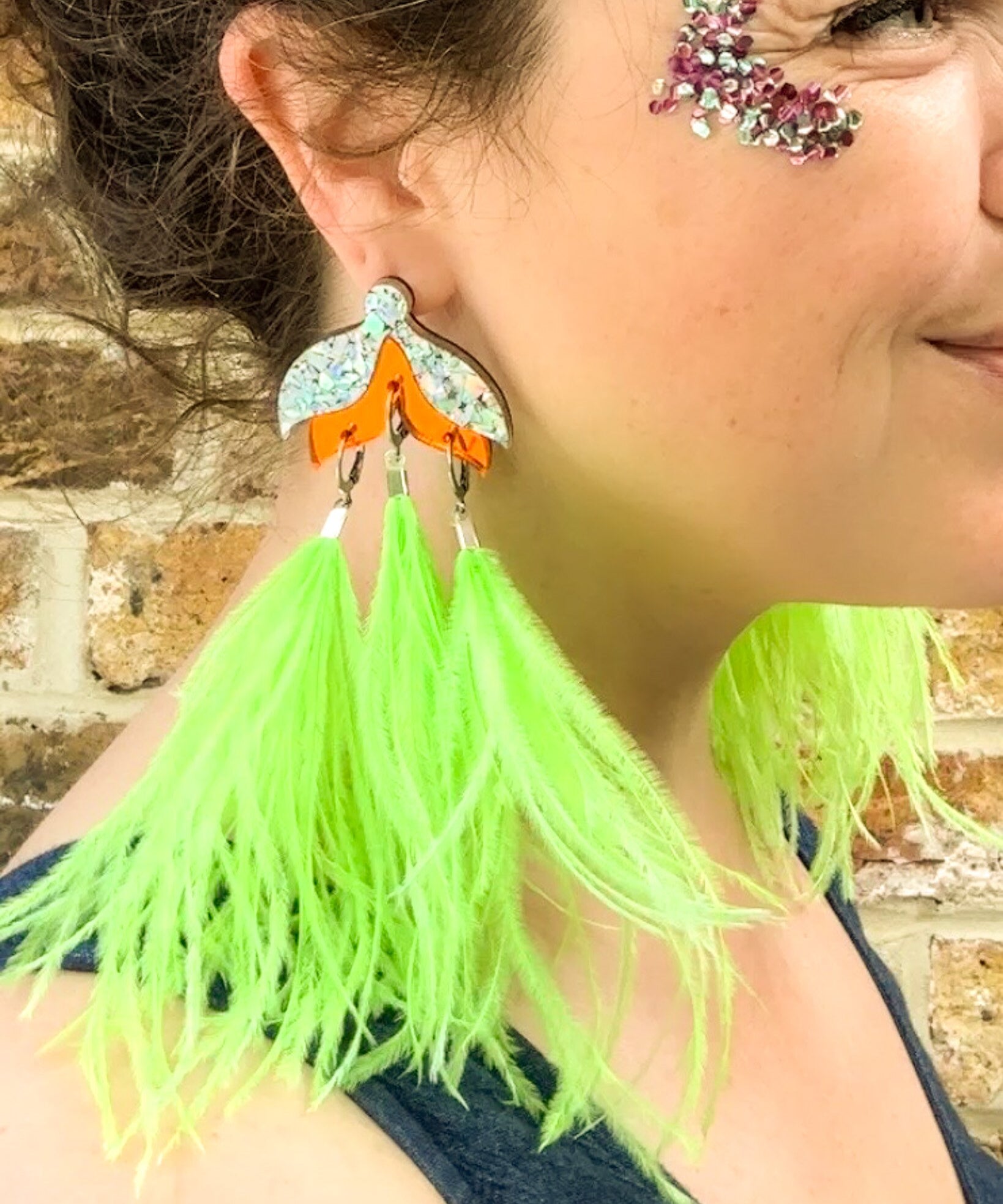 Maxi Tulip Earrings Silver & Orange