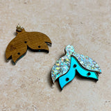Maxi Tulip Earrings Silver & Teal