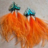 Maxi Tulip Earrings Silver & Teal