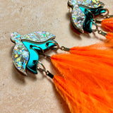 Maxi Tulip Earrings Silver & Teal