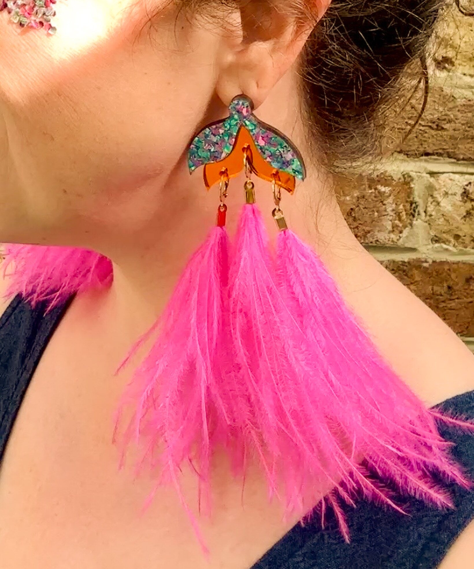 Maxi Tulip Earrings Lilac & Orange