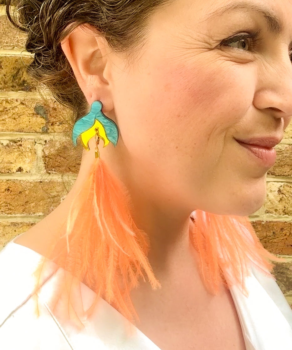 Mini Tulip Earrings Blue & Yellow