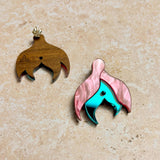Mini Tulip Earrings Raspberry & Teal