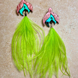 Mini Tulip Earrings Raspberry & Teal
