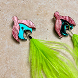 Mini Tulip Earrings Raspberry & Teal