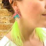 Mini Tulip Earrings Raspberry & Teal