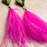 Petal Iris Earrings Green & Pink