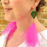 Petal Iris Earrings Green & Pink