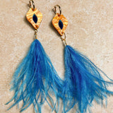 Petal Iris Earrings Orange & Blue