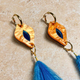 Petal Iris Earrings Orange & Blue