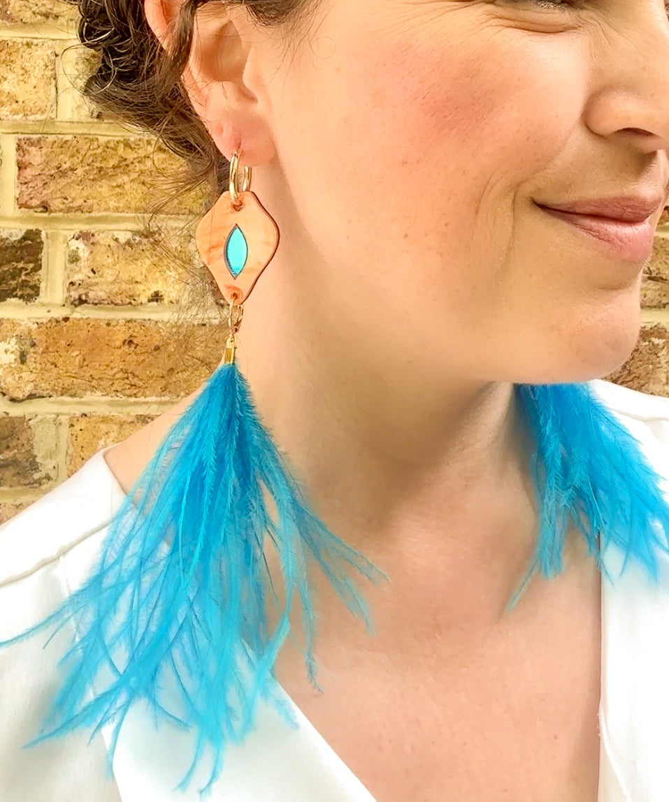 Petal Iris Earrings Orange & Blue